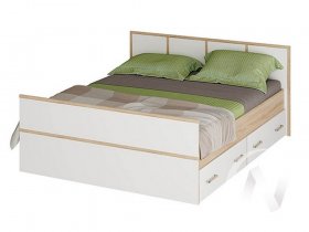 Двуспальная кровать 1,4м Сакура (дуб сонома/белый) в Двуречье - dvureche.mebel-nsk.ru | фото