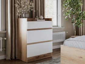 Комод 3 ящика Брауни (дуб делано/белый) в Двуречье - dvureche.mebel-nsk.ru | фото