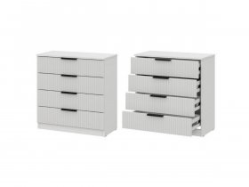 Комод 4 ящика (МДФ) Эккервуд (белый) в Двуречье - dvureche.mebel-nsk.ru | фото