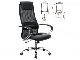 Кресло офисное BRABIX PREMIUM Stalker EX-608 CH, хром, ткань-сетка/кожзам, черное в Двуречье - dvureche.mebel-nsk.ru | фото