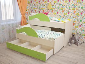 Кровать детская двухуровневая Радуга 80*160 в Двуречье - dvureche.mebel-nsk.ru | фото