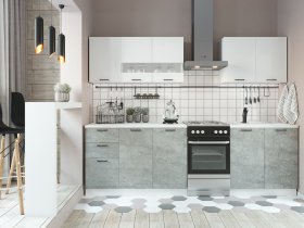 Кухонный гарнитур Дуся 2,0 м (белый глянец/цемент) в Двуречье - dvureche.mebel-nsk.ru | фото