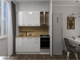 Кухонный гарнитур МДФ Выгодно и точка 1,5 м (белый глянец) в Двуречье - dvureche.mebel-nsk.ru | фото