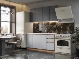 Кухонный гарнитур Ника 1,6 м (графит/серый софт) в Двуречье - dvureche.mebel-nsk.ru | фото