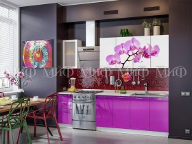 Кухонный гарнитур Орхидея (фиолетовый) в Двуречье - dvureche.mebel-nsk.ru | фото