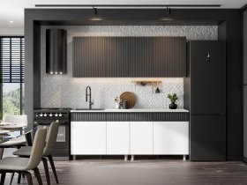 Кухонный гарнитур София (2,0м) (бланж/графит матовый) в Двуречье - dvureche.mebel-nsk.ru | фото