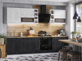 Модульная кухня Бруклин (белый/черный бетон) в Двуречье - dvureche.mebel-nsk.ru | фото