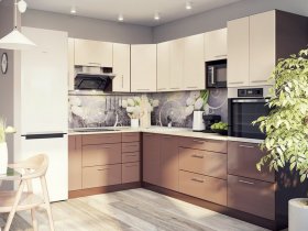 Модульная кухня Классика (ваниль/шоколад) в Двуречье - dvureche.mebel-nsk.ru | фото