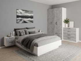 Модульная спальня Гамма (белый/цемент) в Двуречье - dvureche.mebel-nsk.ru | фото