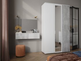 Модульная спальня Ливерпуль (белый/бетон светлый) в Двуречье - dvureche.mebel-nsk.ru | фото