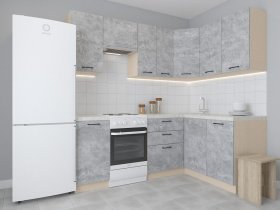 Модульная угловая кухня 1,4м*2,1м Лада (цемент) в Двуречье - dvureche.mebel-nsk.ru | фото