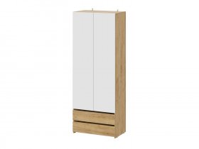 Шкаф двухстворчатый (с ящиками) Абрау (дуб крафт золотой/белый) в Двуречье - dvureche.mebel-nsk.ru | фото
