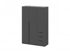 Шкаф трехстворчатый с ящиками ШК-22 (графит) в Двуречье - dvureche.mebel-nsk.ru | фото