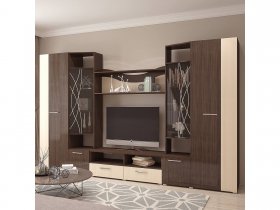 Стенка Гамма (дуб венге/дуб молочный) в Двуречье - dvureche.mebel-nsk.ru | фото