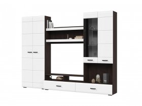 Стенка ГС-01 Либерти (венге/белый глянец) в Двуречье - dvureche.mebel-nsk.ru | фото