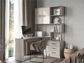 Стол компьютерный №1 Брауни левый (кашемир) в Двуречье - dvureche.mebel-nsk.ru | фото