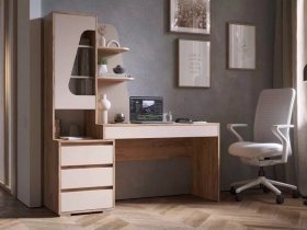 Стол компьютерный Пифагор (дуб вотан/кашемир) в Двуречье - dvureche.mebel-nsk.ru | фото