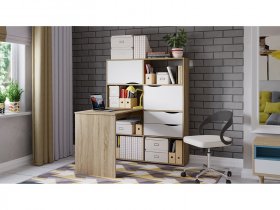 Стол письменный тип 7 (дуб сонома/белый ясень) в Двуречье - dvureche.mebel-nsk.ru | фото