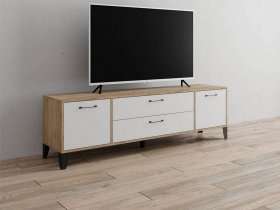 Тумба под ТВ Парус-13 (дуб крафт серый/белый) в Двуречье - dvureche.mebel-nsk.ru | фото