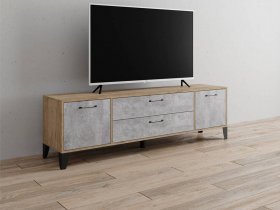 Тумба под ТВ Парус-13 (дуб крафт серый/цемент) в Двуречье - dvureche.mebel-nsk.ru | фото